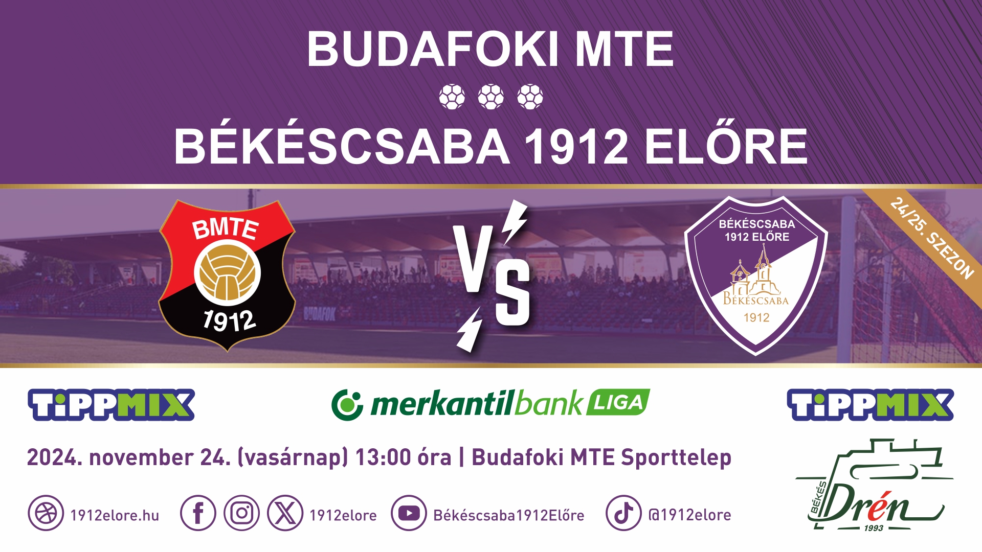 Élő közvetítés: Budafoki MTE - Békéscsaba 1912 Előre