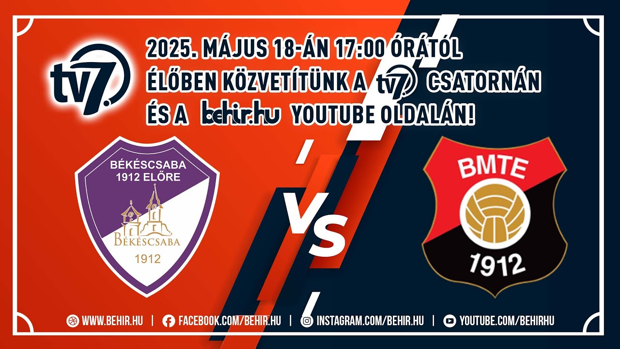 Élő közvetítés: Békéscsaba 1912 Előre - Budafoki MTE