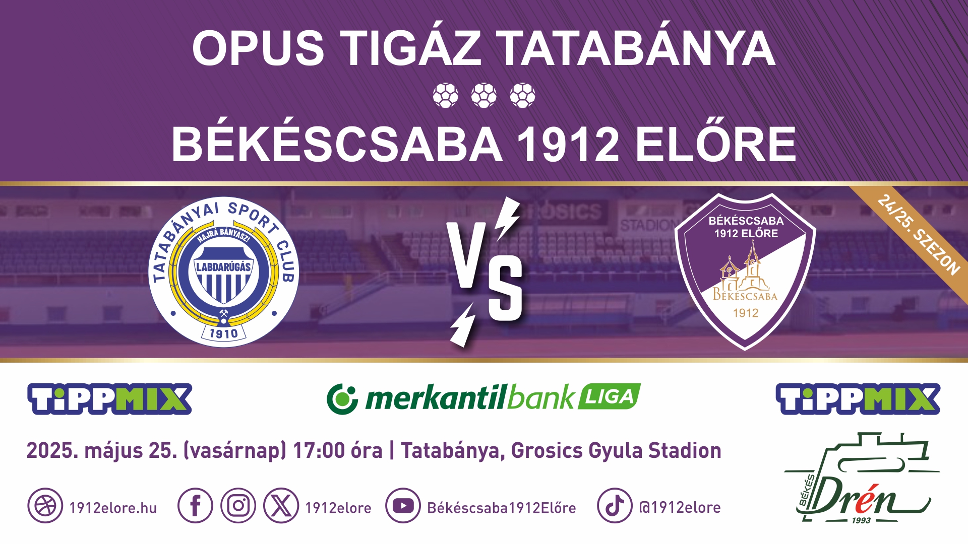 Élő közvetítés: Opus Tigáz Tatabánya - Békéscsaba 1912 Előre