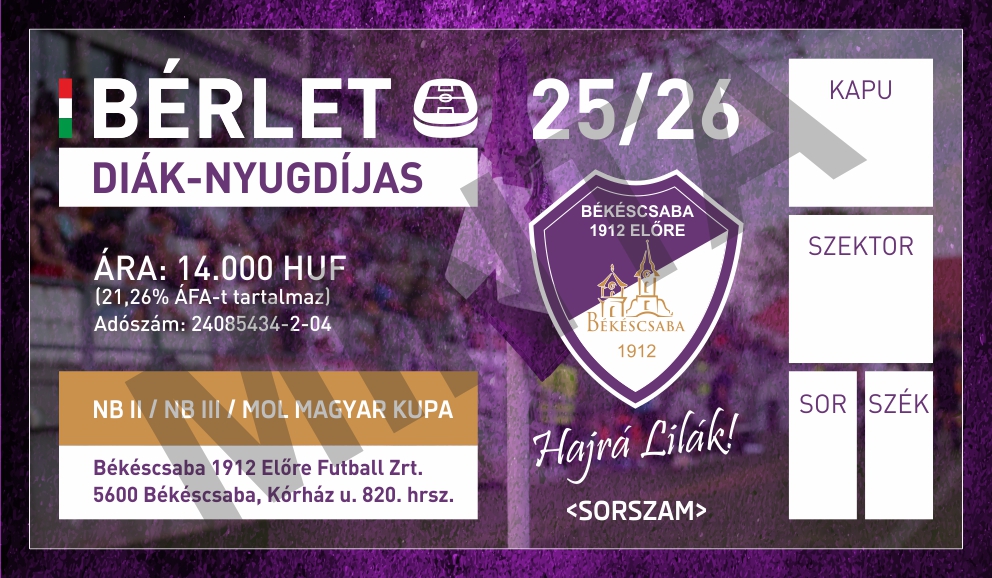 Bérlet 2025/2026.