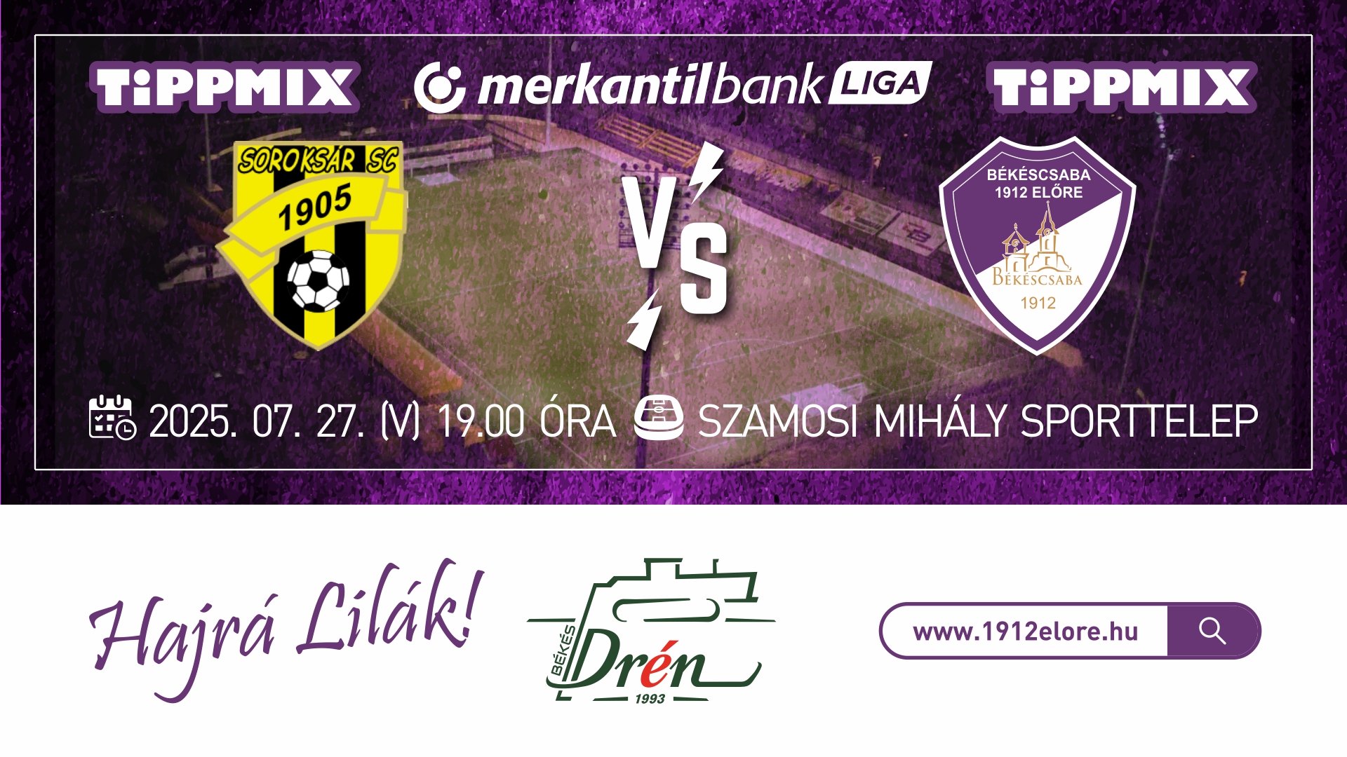Élő közvetítés: Soroksár SC – Békéscsaba 1912 Előre